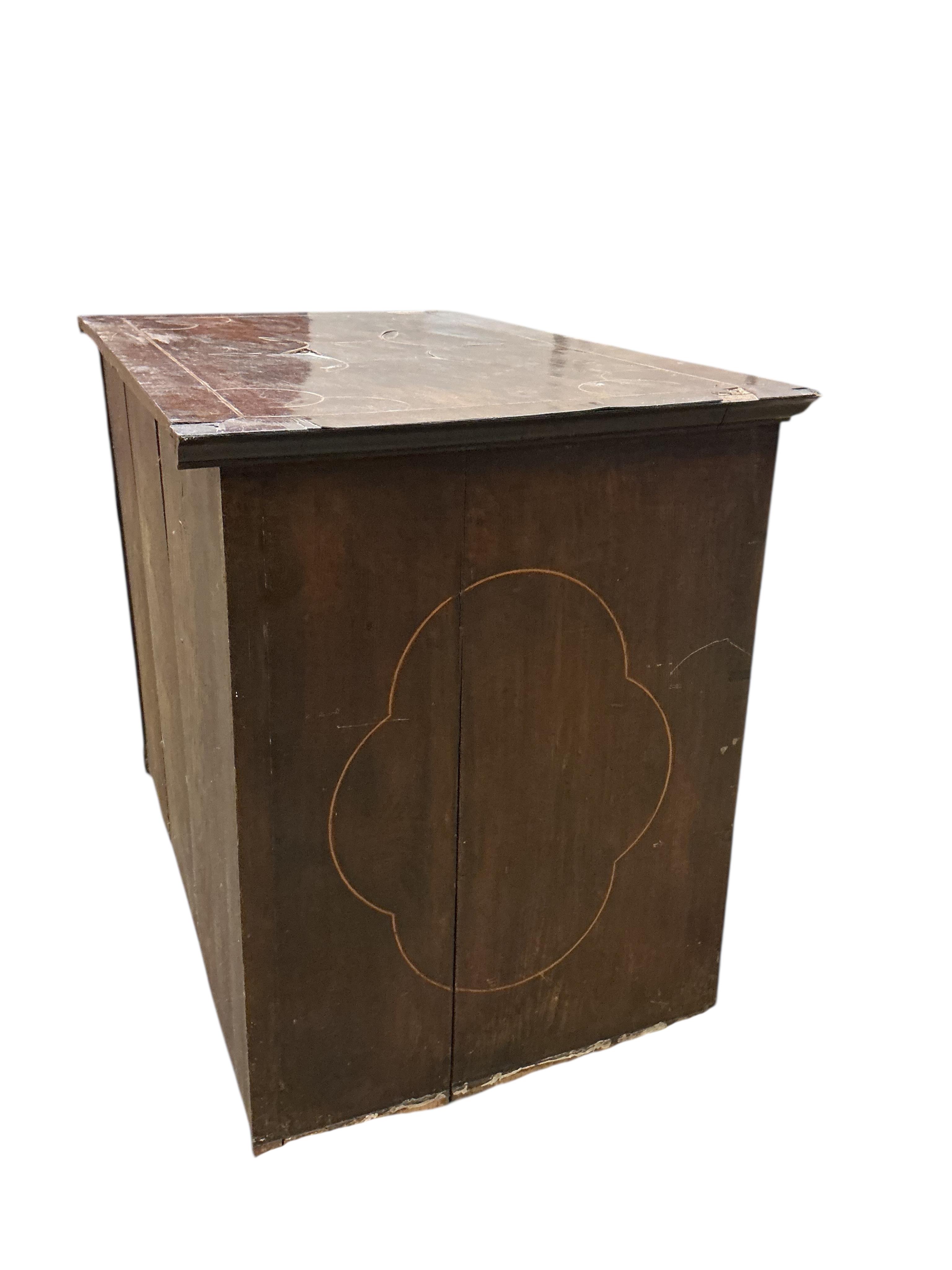 An early 18th century inlaid walnut chest, width 95cm, depth 59cm, height 77cm